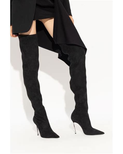 casadei thigh high suede boots